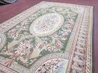 6x9 Aubusson Rug, New Aubusson Rug, Green Aubusson, Green Light Blue Ivory, Flatweave Rug, 6 x 9 Area Rug, Handmade Rug, Elegant Rug, Wool - Jewel Rugs