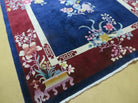 6' X 9' Vintage Handmade Art Deco Chinese Rug Peking Flowers Floral Blue Nice - Jewel Rugs