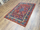 Antique Persian Bijar Rug, Red and Blue, Hand-Knotted, Wool, 3'8" x 5' 4" - Jewel Rugs