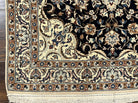 Fine Vintage Persian Nain Rug 2.8 x 4.2, Floral Medallion, Navy Blue and Cream, Highly Detailed, Small Oriental Rug 2.5 x 4, Hand Knotted Wool & Silk Accents - Jewel Rugs