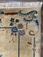 Chinese Art Deco Rug 9x12, Antique Nichols Carpet 9 x 12 ft, Peking Rug, Large Asian Oriental Room Sized Rug, Semi Open Field, Wool Handmade - Jewel Rugs