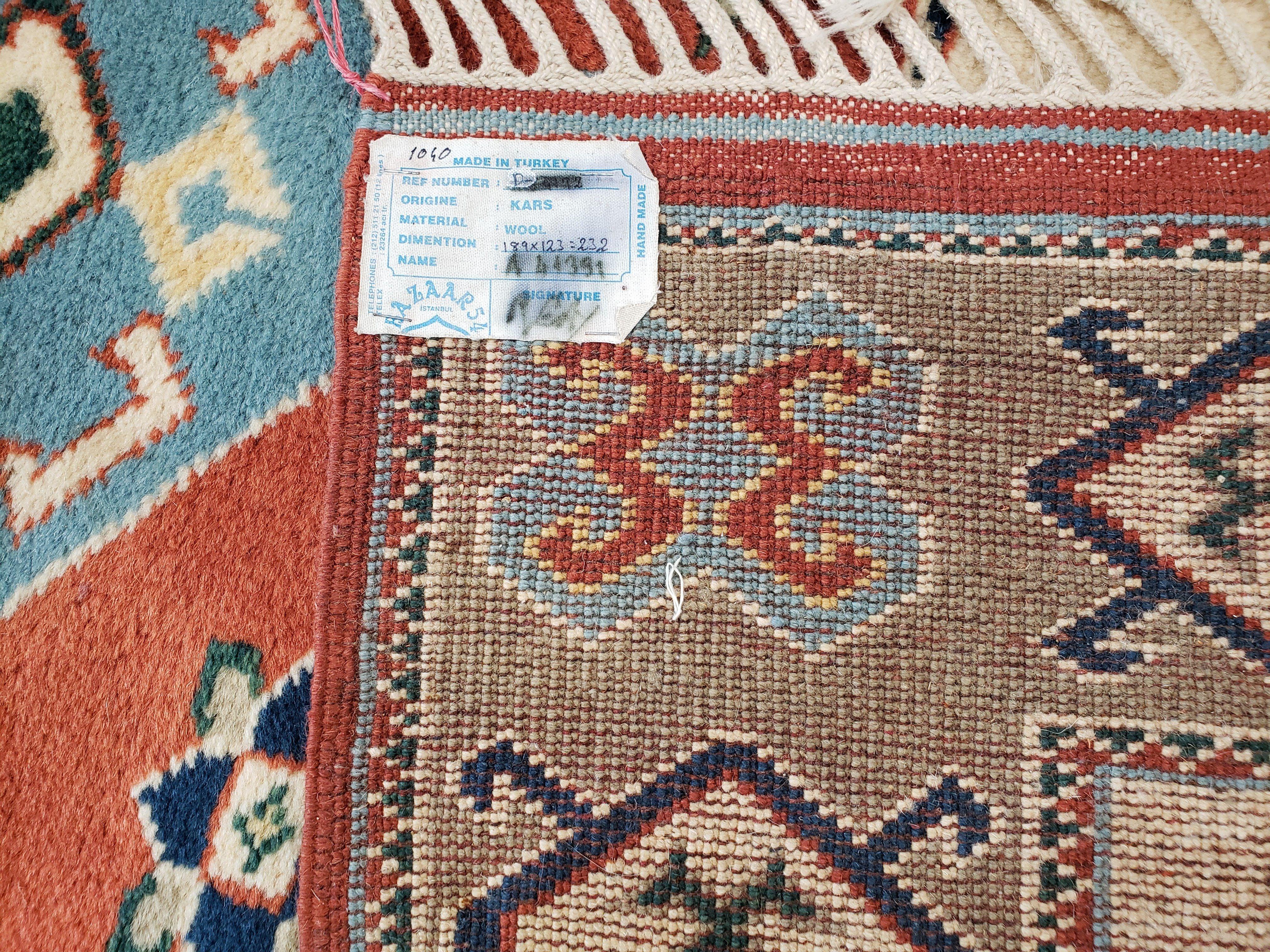 Vintage Turkish Rug 4x6, Beige Red Gray Carpet, Caucasian Design, Tribal Rug, Hand-Knotted, Boho Rug, Bohemian Home Decor - Jewel Rugs