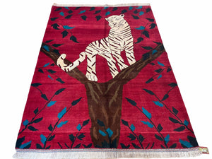 5 X 7 Handmade Zagros Wool Rug Snow White Tiger Tree Rare Colorful New Vintage - Jewel Rugs