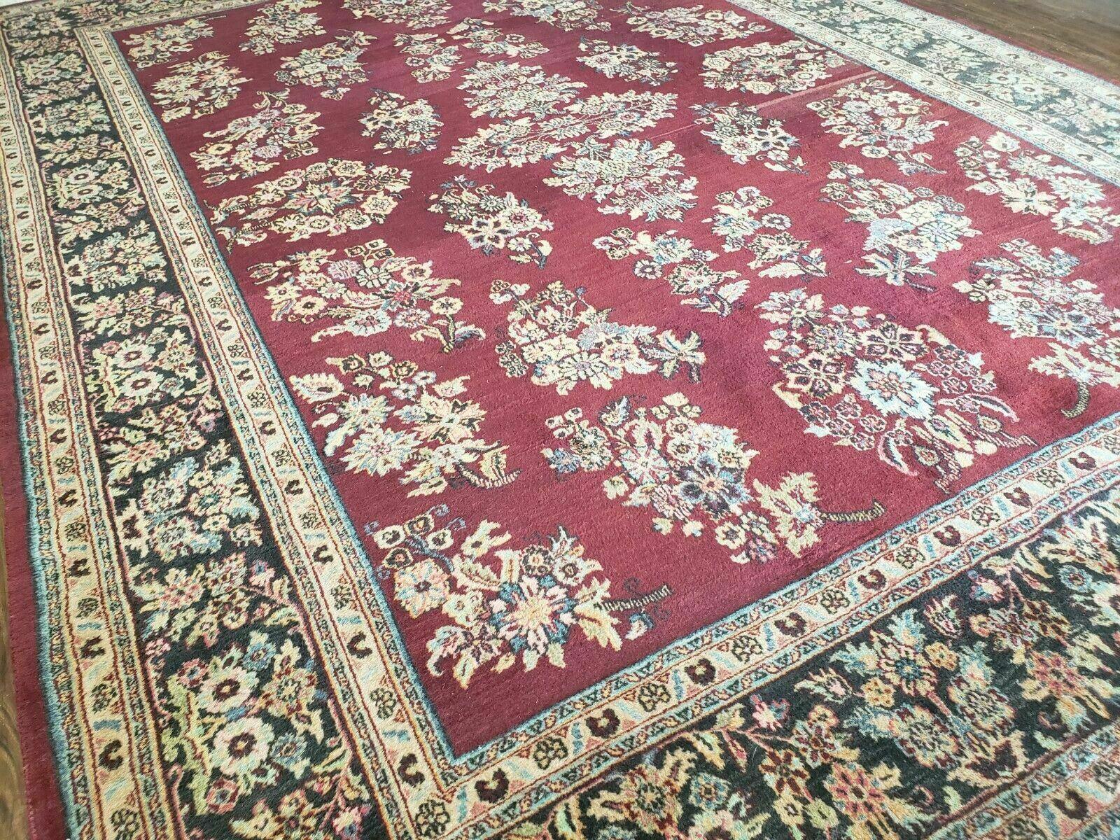8' X 12' Vintage Handmade India Floral Oriental Wool Rug Veg Dyes Organic Red - Jewel Rugs
