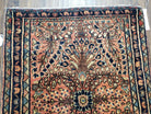 Antique Persian Sarouk Rug, Hand-Knotted, Red & Dark Blue, Wool, 1'11" x 2' 6" - Jewel Rugs