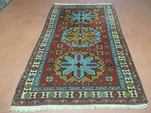 4' X 6' Vintage Handmade Caucasian Shirvan Russian Armenian Wool Rug Colorful - Jewel Rugs