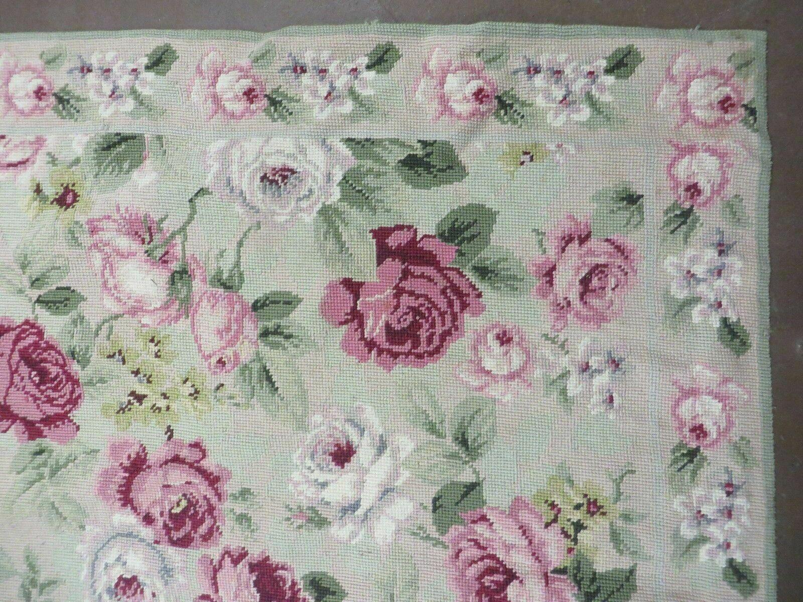 10' X 13' Stark USA Handmade Needlepoint Wool Floral Area Rug Rose Garden Chic Carpet - Jewel Rugs