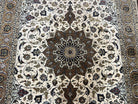 Wonderful Persian Rug 7x10, Floral Medallion, Very Fine Persian Tabriz Oriental Carpet, Vintage, Ivory/Cream, Hand Knotted Rug, Room Sized Rug, Traditional - Jewel Rugs