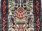 Small Indo Persian Rug 2x3 ft, Wool with Silk Highlights, Animal Pictorial Motifs Birds Vase Flowers, Cream and Maroon, Hand Knotted Fine - Jewel Rugs