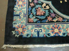 8' x 10' Vintage Handmade Art Deco Plush Chinese Wool Rug center Flower Black - Jewel Rugs