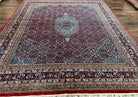 Indo Persian Bidjar Rug 8.5 x 10.3, Herati Mahi Pattern, Allover Medallion, Red Traditional Oriental 8x10 Hand Knotted Wool Carpet, Vintage - Jewel Rugs