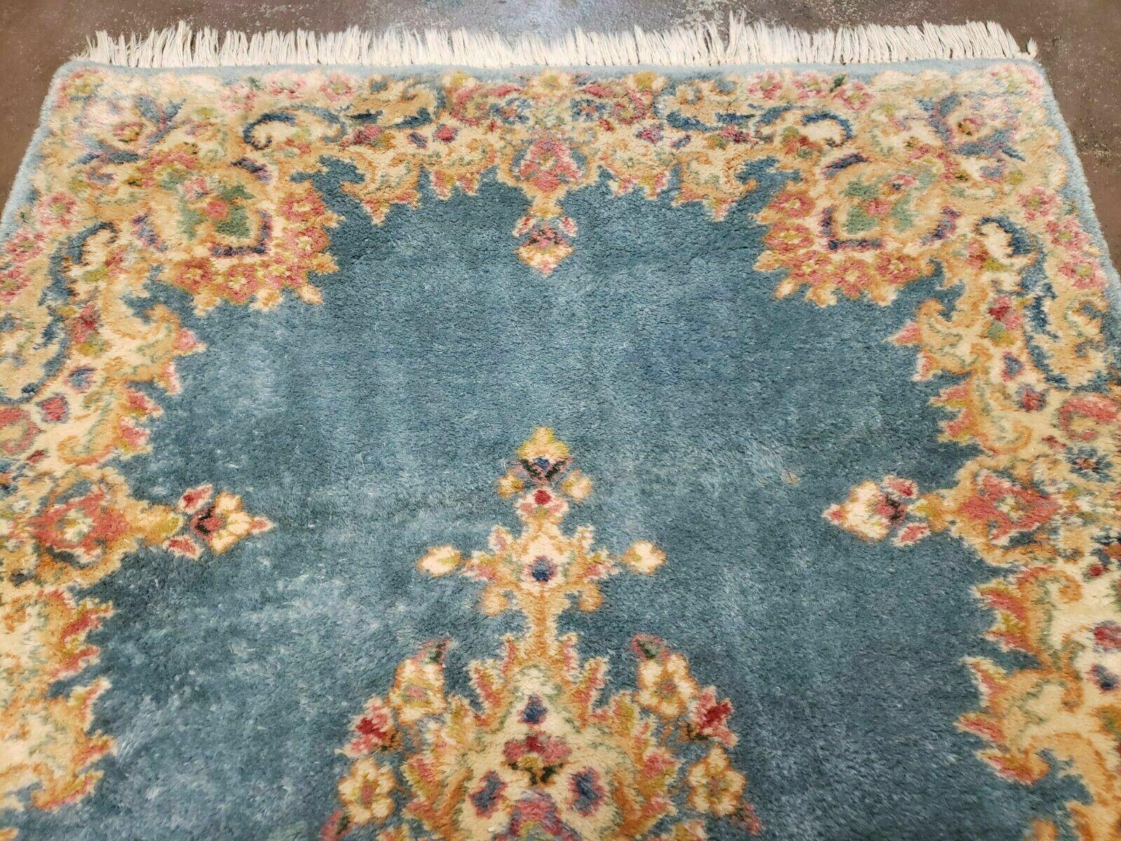 3' X 5' Handmade India Royal Kirman Wool Area Rug Hand Knotted Carpet Baby Blue - Jewel Rugs