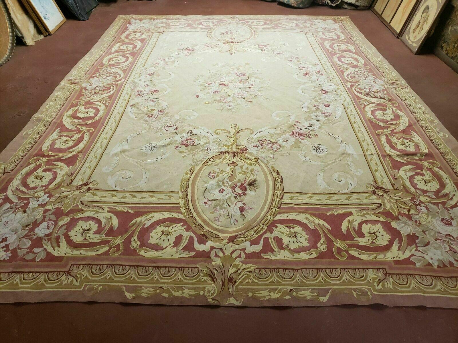 9' X 12' Gorgeous Handmade Flat Pile Wool Rug French Aubusson Weave Savonnerie - Jewel Rugs