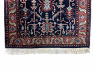 4x6 Vintage Handmade Wool Geometric Rug Organic Dyes Blue Red Hand-Knotted Rug - Jewel Rugs