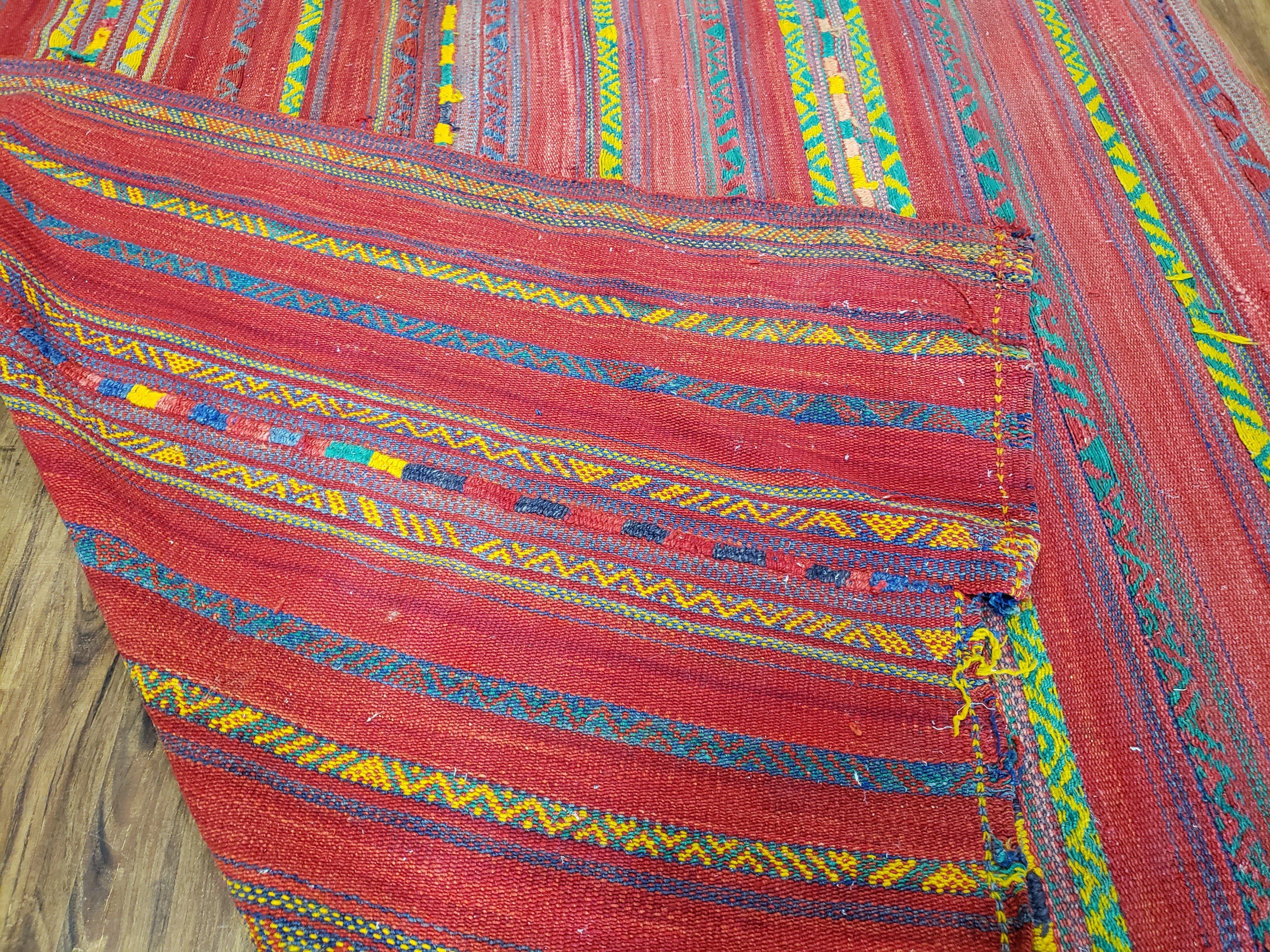 Vintage Turkish Jajim Kilim Flat Weave Rug with Colorful Stripes, Anatolian Kilim Rug, Jijim Cicim Carpet, 5x11 Boho Rug Multicolor, Unique - Jewel Rugs