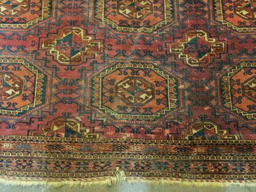 5' 5" X 7' Antique Handmade Tekkeh Turkoman Engsi Hatchli Wool Rug Red - Jewel Rugs