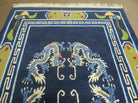 3' X 6' Vintage Handmade Chinese Art Deco Peking Wool Rug Carpet Dragons Blue - Jewel Rugs