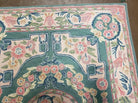 3' X 5' Hand Stitched Indian Wool Rug with Backing Green & Pink - Jewel Rugs