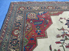 10' X 13' Antique Handmade Turkish Wool Rug with Persian Heriz Serapi Bakshaish Pattern - Beige, Red, and Blue Colors - Jewel Rugs