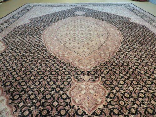 9' X 12' Vintage Hand Made Chinese Oriental Wool Silk Rug Hand Knotted Black - Jewel Rugs