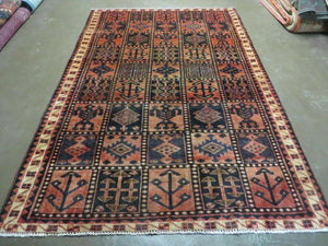 5' X 7' Antique Handmade Turkish Panel Design Wool Veg Dyes Rug #110 Bohemian Boho Vintage Home Décor - Jewel Rugs
