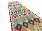 Colorful Kilim Runner Rug 2.5 x 10 Turkish Kilim Runner Chobi Runner Rug Diamond Kilim New Multicolor Kilim Wool Runner - Jewel Rugs