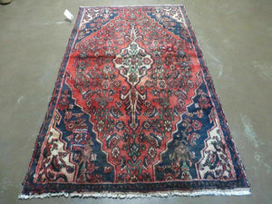 3' X 6' Antique Handmade India Floral Oriental Wool Rug Veg Dyes Red Nice - Jewel Rugs