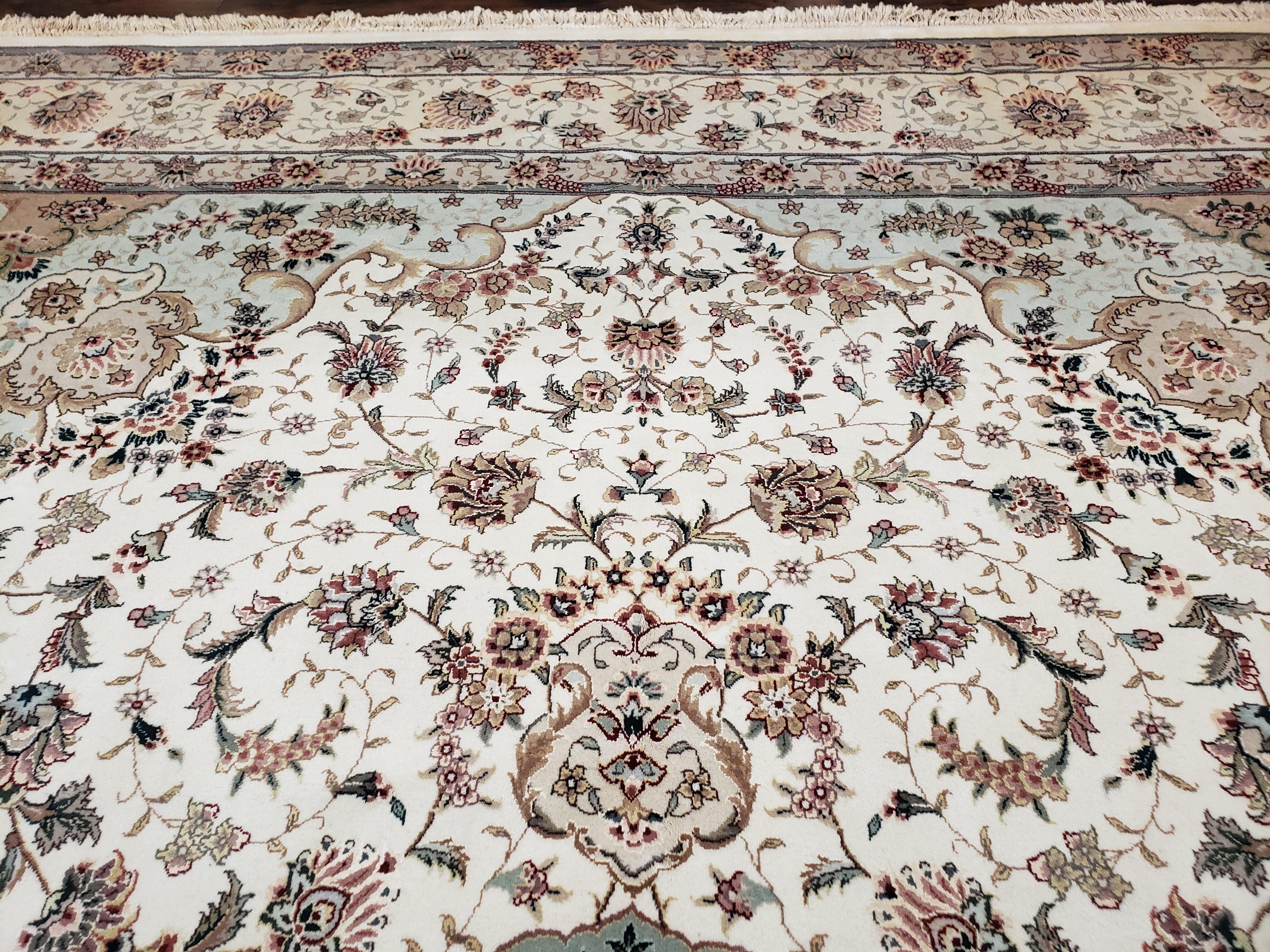 Vintage Rug, Hand-Knotted Oriental Carpet, Sino-Persian Rug, Elegant Traditional Rug, Central Medallion, Floral, Wool Silk Area Quality Rug - Jewel Rugs