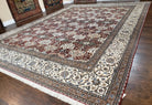 Vintage Persian Nain, Wool on Silk Foundation, Ivory & Maroon, Hand-Knotted, 11' 1" x 14' 9" - Jewel Rugs