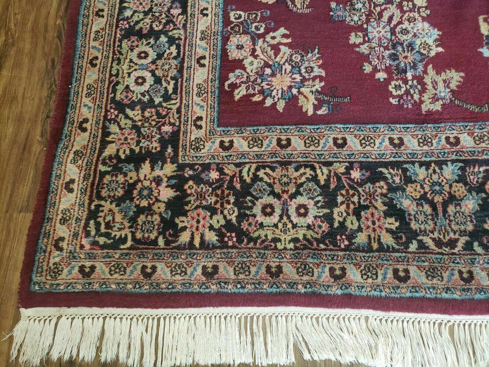 8' X 12' Vintage Handmade India Floral Oriental Wool Rug Veg Dyes Organic Red - Jewel Rugs