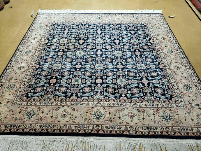 6' X 6' Gorgeous Handmade India Floral Oriental Wool Rug Square Blue Carpet Wow - Jewel Rugs