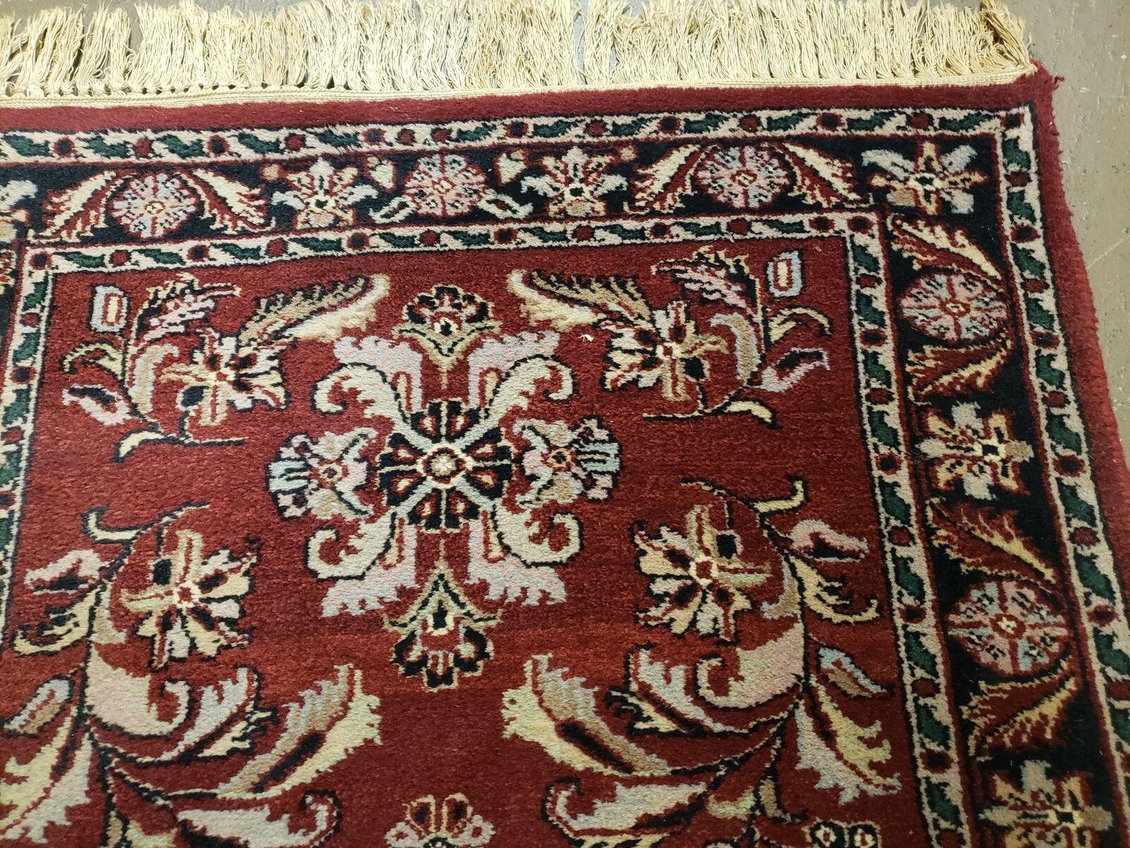 2' 6" X 10' Vintage Oriental Indian Floral Handmade Wool Runner Rug Red Nice - Jewel Rugs