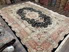 Large Sino Persian Rug 10x14, Wool Silk Accents, Central Medallion, High Quality Oriental Carpet, Handmade Vintage Rug 10 x 14, Fine, Black - Jewel Rugs