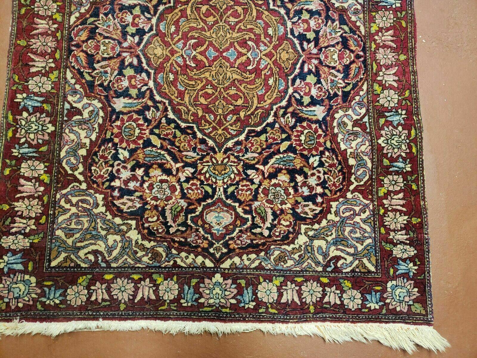 2' 5 X 3' 2" Antique Handmade Floral Oriental Wool Area Rug Vegetable Dyes Red - Jewel Rugs