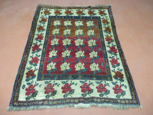 4' X 5' Semi Antique Handmade Fine Turkish Flowers Bouquet Wool Rug Nice - Jewel Rugs