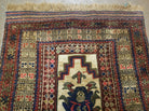 2' 9" X 4' 1" Vintage Handmade Pakistan Balouchi Tribal Wool Rug Raised Pattern - Jewel Rugs