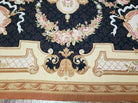 9' X 12' Handmade French Aubusson Savonnerie Needlepoint Rug Black Beige Nice - Jewel Rugs