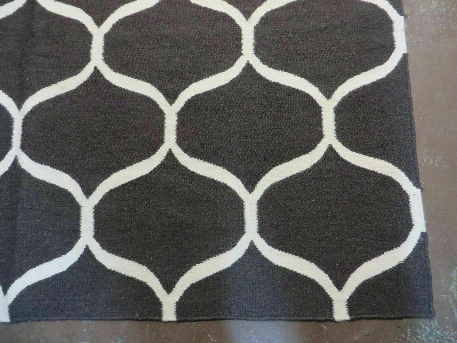 5' X 8' Modern Contemporary Hand Made Flat Weave Wool Rug Veg Dyes Nice - Jewel Rugs