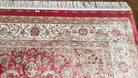 Red Silk Carpet 5.3 x 7.6 ft, Red & Beige Area Rug, Traditional Oriental Carpet All Silk, Bamboo Silk, Central Medallion, Allover Floral Rug - Jewel Rugs