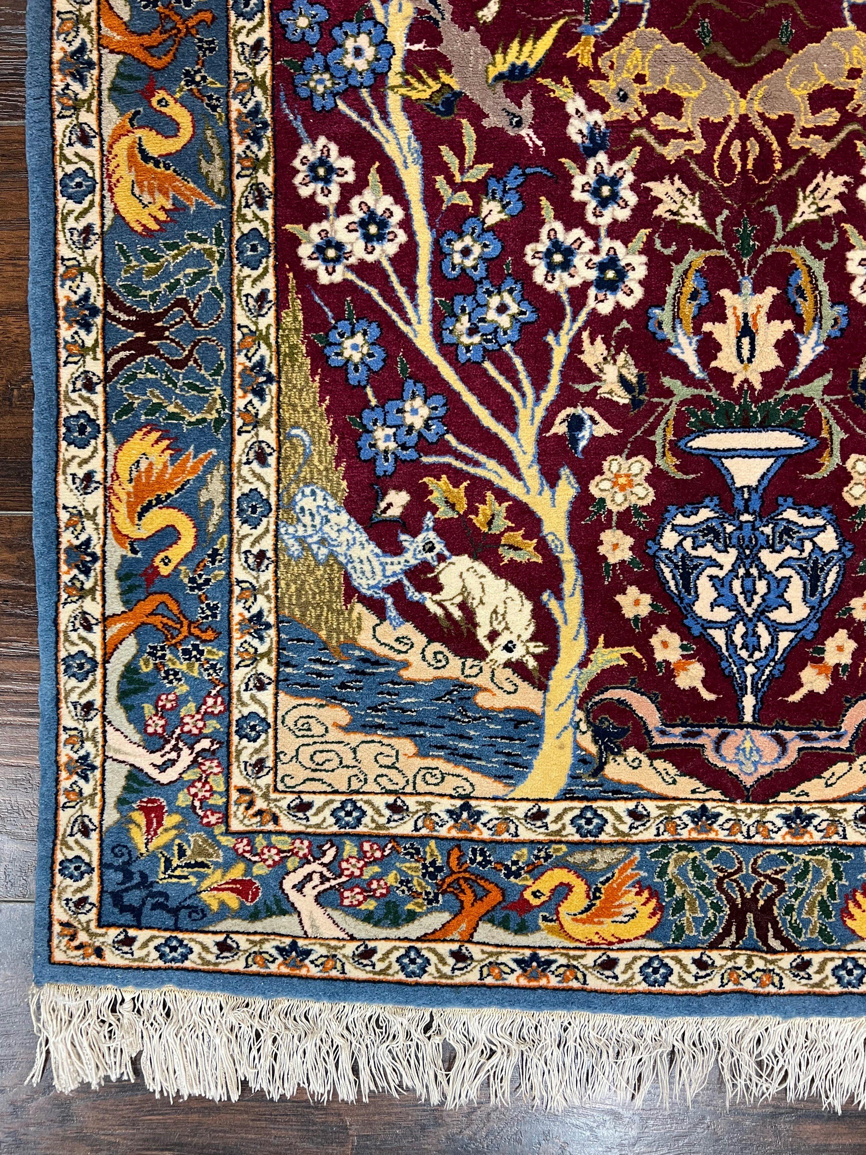 Small Persian Isfahan Tree of Life Rug 2x3 - Kork Wool, Silk - Jewel Rugs
