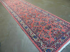 2' 11" X 12' 7" Vintage Indian Floral Handmade Wool Runner Rug Red Nice - Jewel Rugs