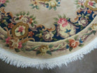 5' Vintage Round Handmade Chinese Peking Art Deco Wool Rug Flowers 90 Line - Jewel Rugs