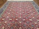 Vintage Turkish Sivas Area Rug 6.5 x 9.5, Wool Hand-Knotted Red & Midnight Blue Allover Floral Pattern Oriental Carpet, 6x9 Traditional Rug - Jewel Rugs