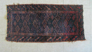 18" X 35" Antique Handmade Afghan Tribal Collectible Wool Rug - Jewel Rugs