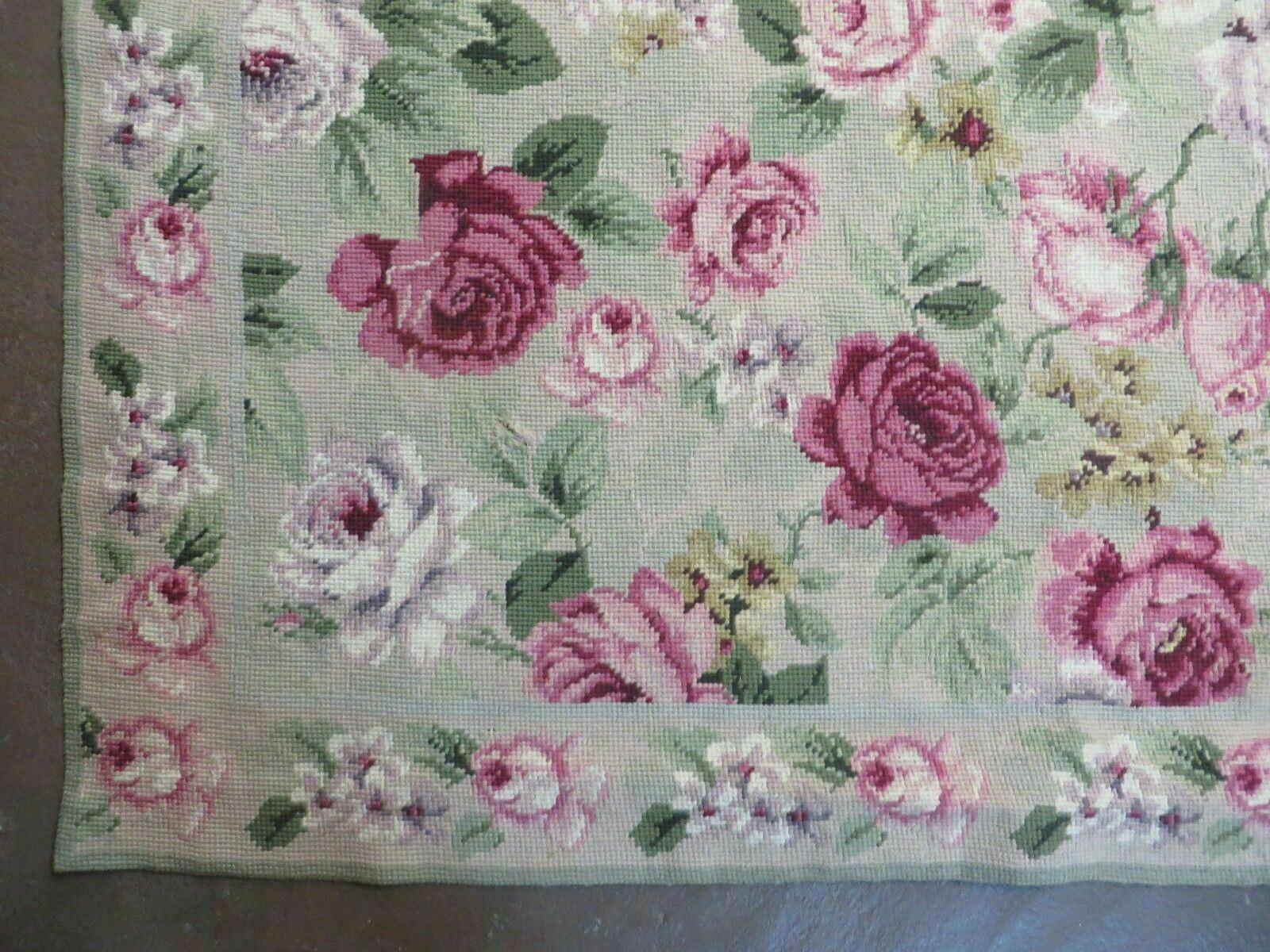 10' X 13' Stark USA Handmade Needlepoint Wool Floral Area Rug Rose Garden Chic Carpet - Jewel Rugs