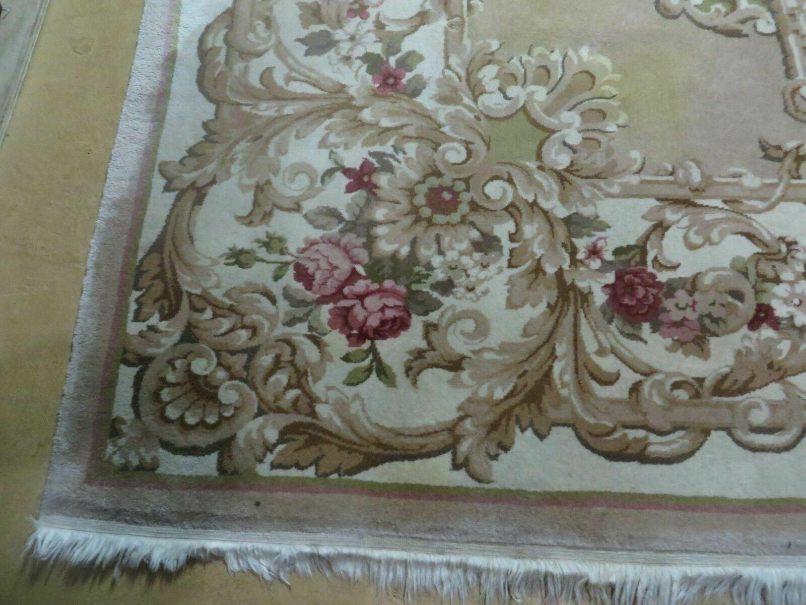 8' X 10' Vintage Chinese Handmade Wool Rug Aubusson Savonnerie Design Nice - Jewel Rugs