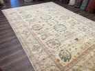 Large Turkish Rug 10x14, Mahal Sultanabad Oriental Carpet 10 x 14 ft, Silver-Beige, Large Floral Hand Knotted Vintage Wool Rug, Very Fine - Jewel Rugs