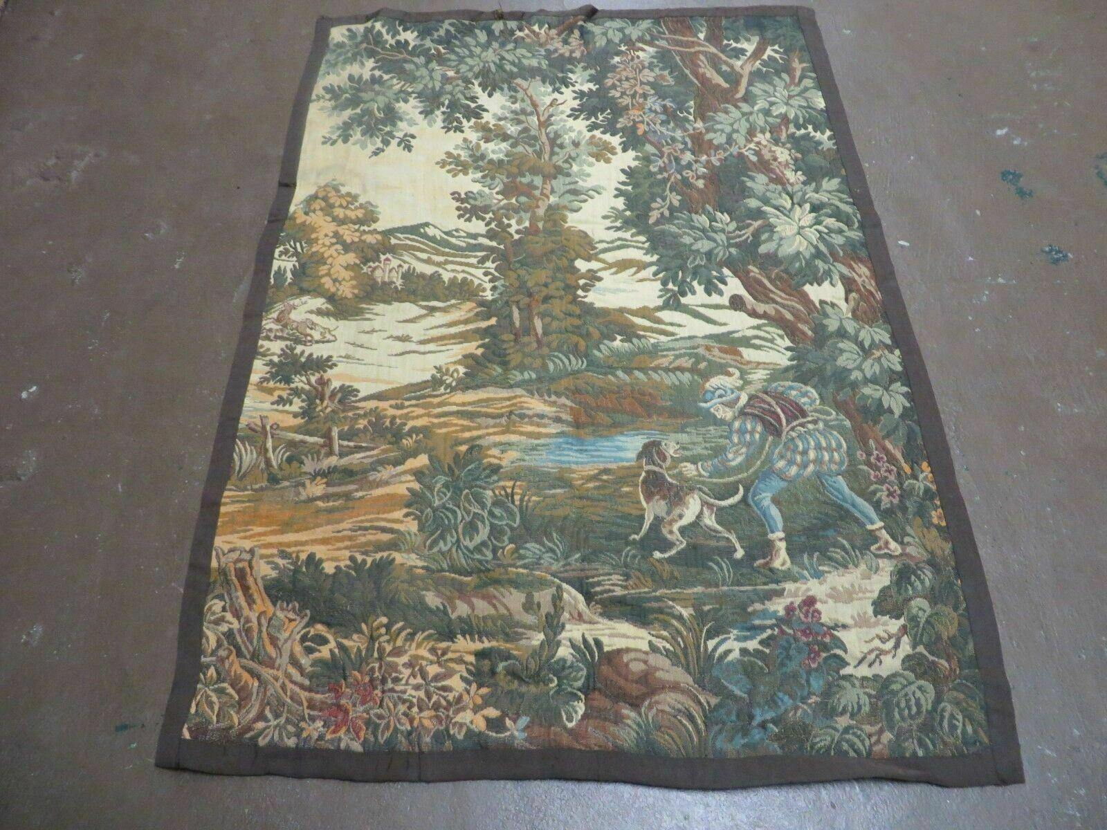 4' X 5' Vintage Tapestry Belgium Hand Loomed Victorian Nice 90g - Jewel Rugs