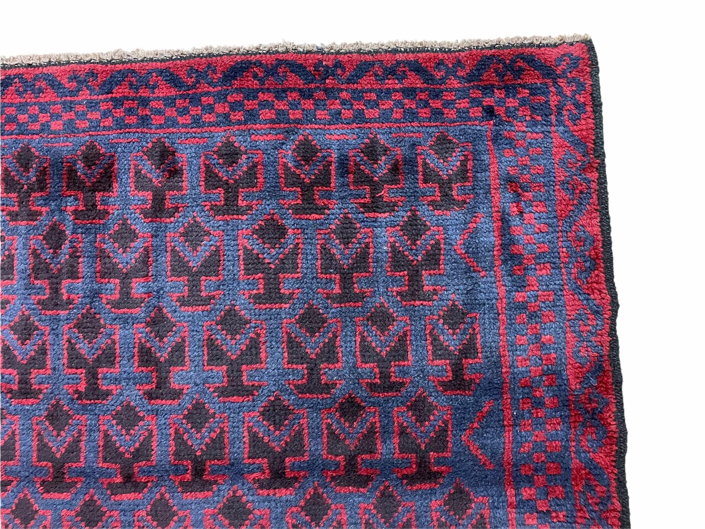 2' 9" X 4' 6" Vintage Handmade Tribal Wool Rug Balouchi Rug Afghan Rug Red Blue - Jewel Rugs