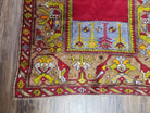 Antique Turkish Prayer Rug 3.8 x 5ft, Colorful Prayer Rug, Red Blue Gold Multicolor Turkish Anatolian Carpet, Handmade Hand-Knotted, Wool - Jewel Rugs